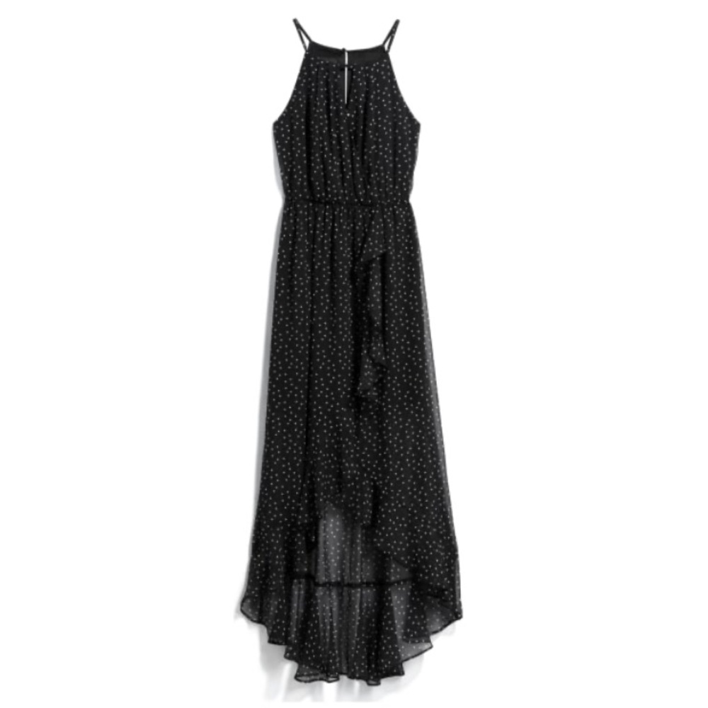 Fortune + Ivy Keta Keyhole Ruffle Maxi Dress